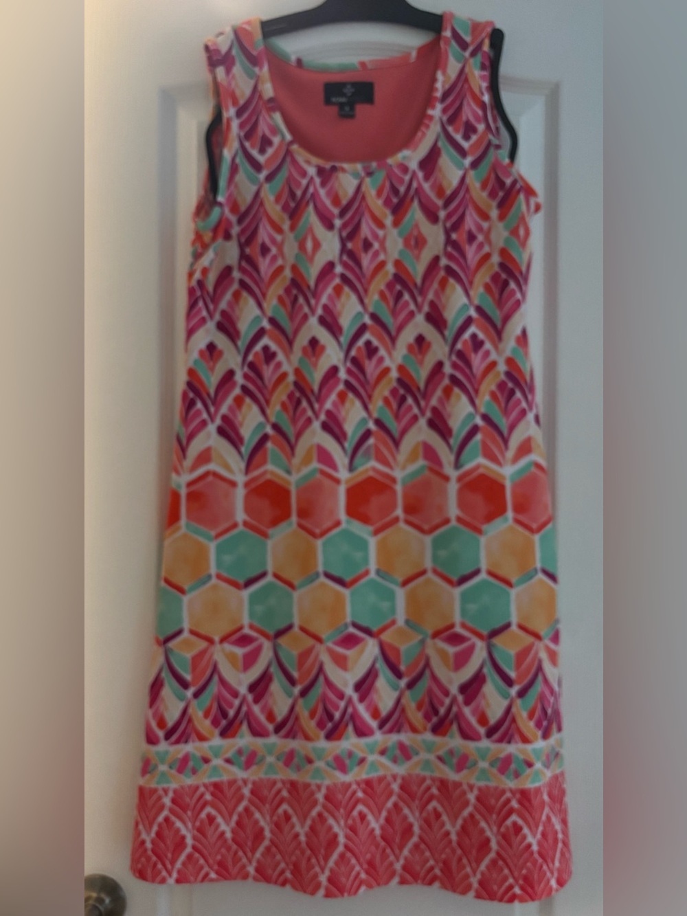 Ronni Nicole Coral Multi-Print Sleeveless Shift Dress
